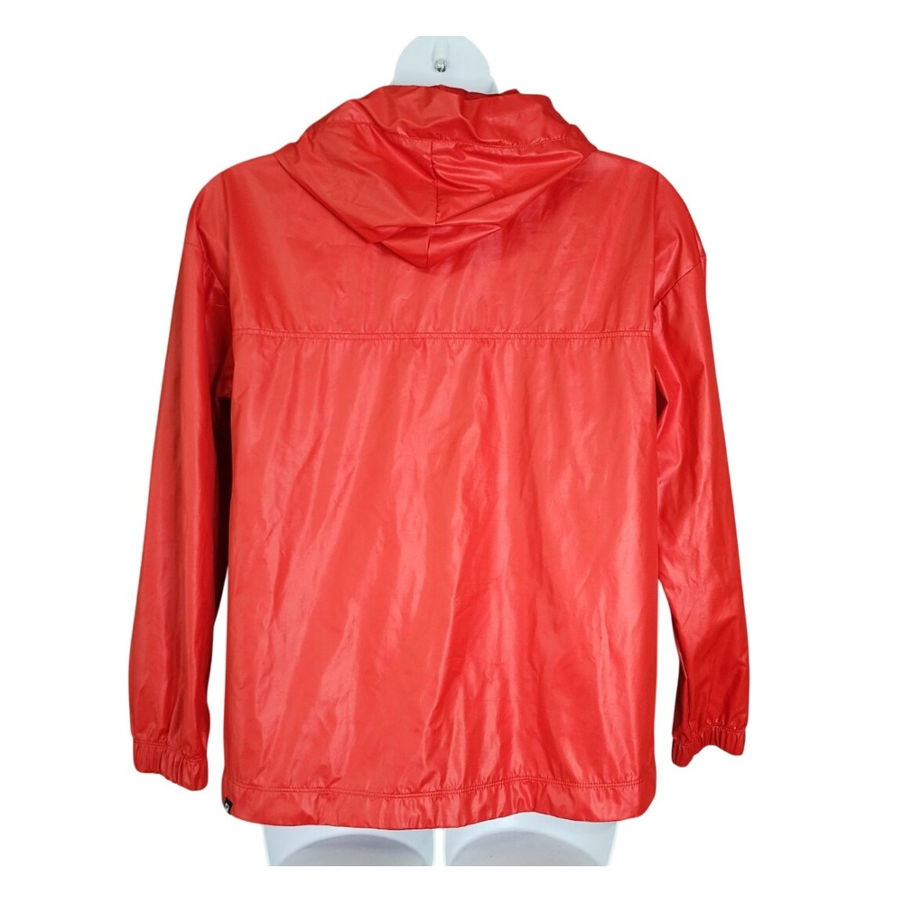 Fabletics Windbreaker Anorak Womens Large Red 1/4 Zip Hooded Sporty Rain Jacket - Picture 2 of 11